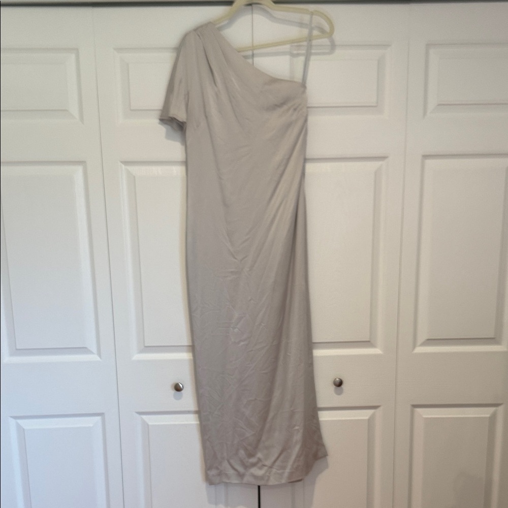 NWT Banana Republic Monogram Collection One-Shoulder Silver Evening Dress